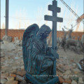 church decoration religious bronze wing angel with cross statue